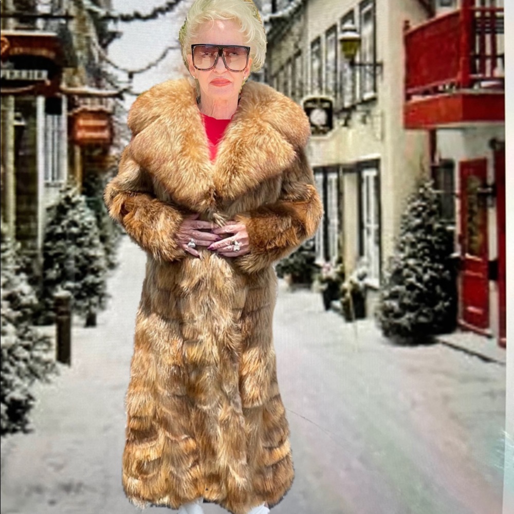 Retro Full Length Fur Coat Huge Raccoon Collar 70’s Vintage Princess Style!!